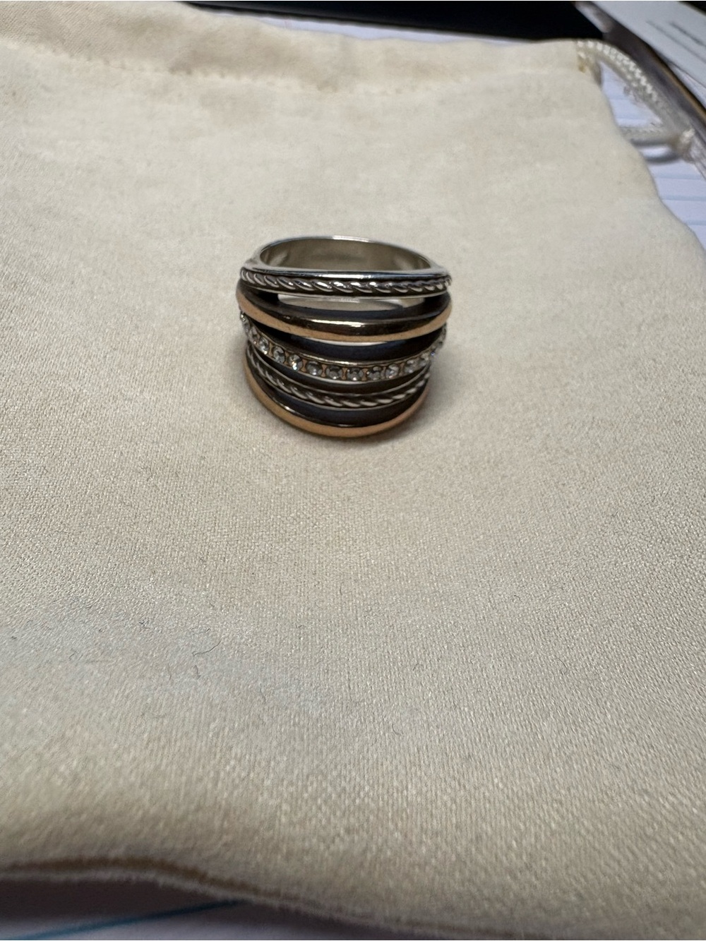Brighton - Neptunes Rings Two-Tone Band Ring with Crystal Row - Silver & Gold
